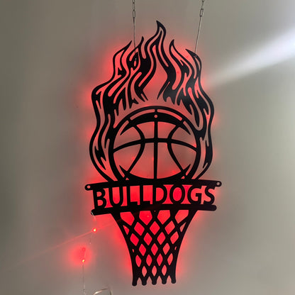 Custom Basketball Metal Wall Art With Led Light, Basketball Player Metal Name Sign, Basketball Sport Kid Nursery Metal Wall Decor