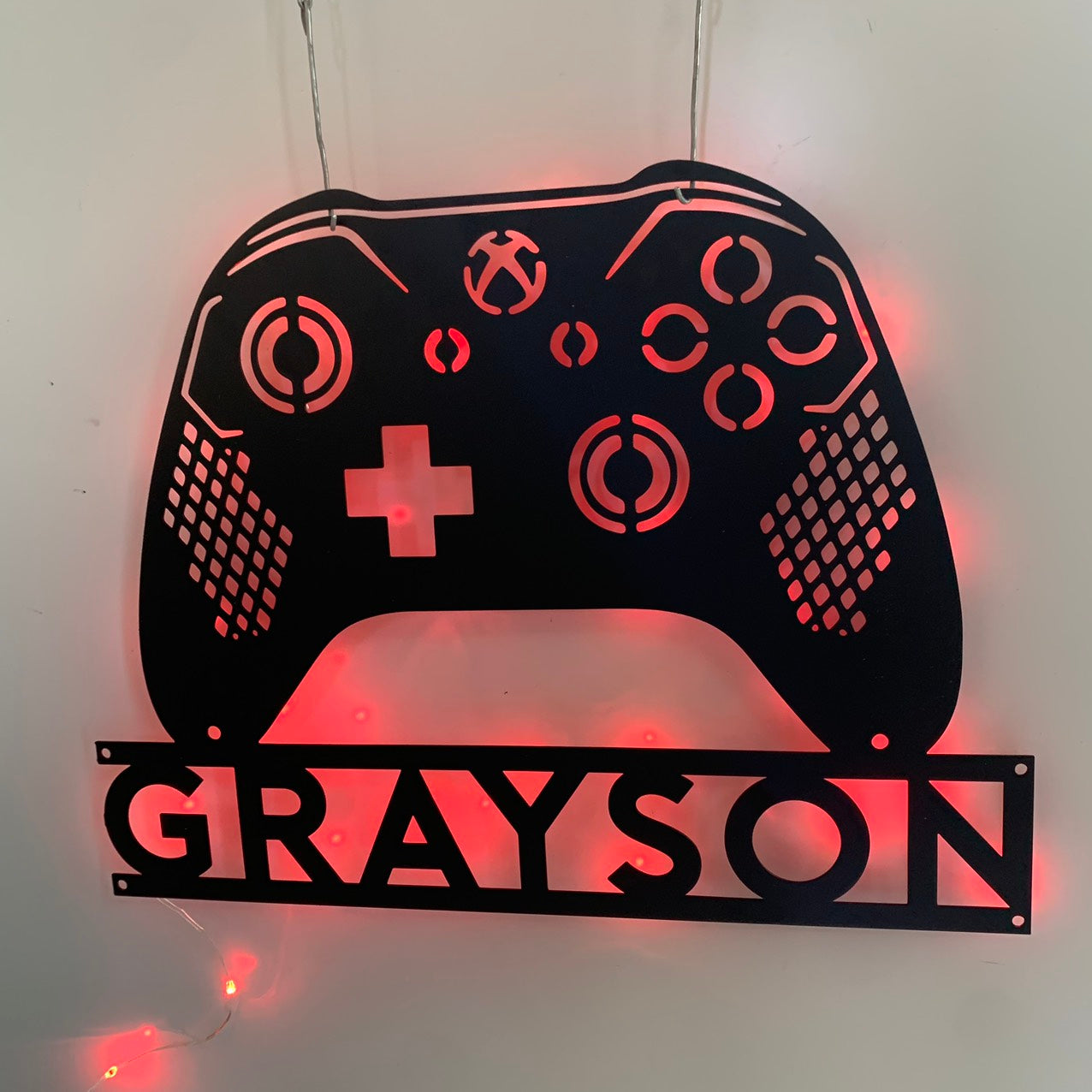 Personalized Game Controller Metal Wall Art With Led Lights, Custom Gamer Name Metal Sign, Game Zone Kids Nursery Metal Wall Decor