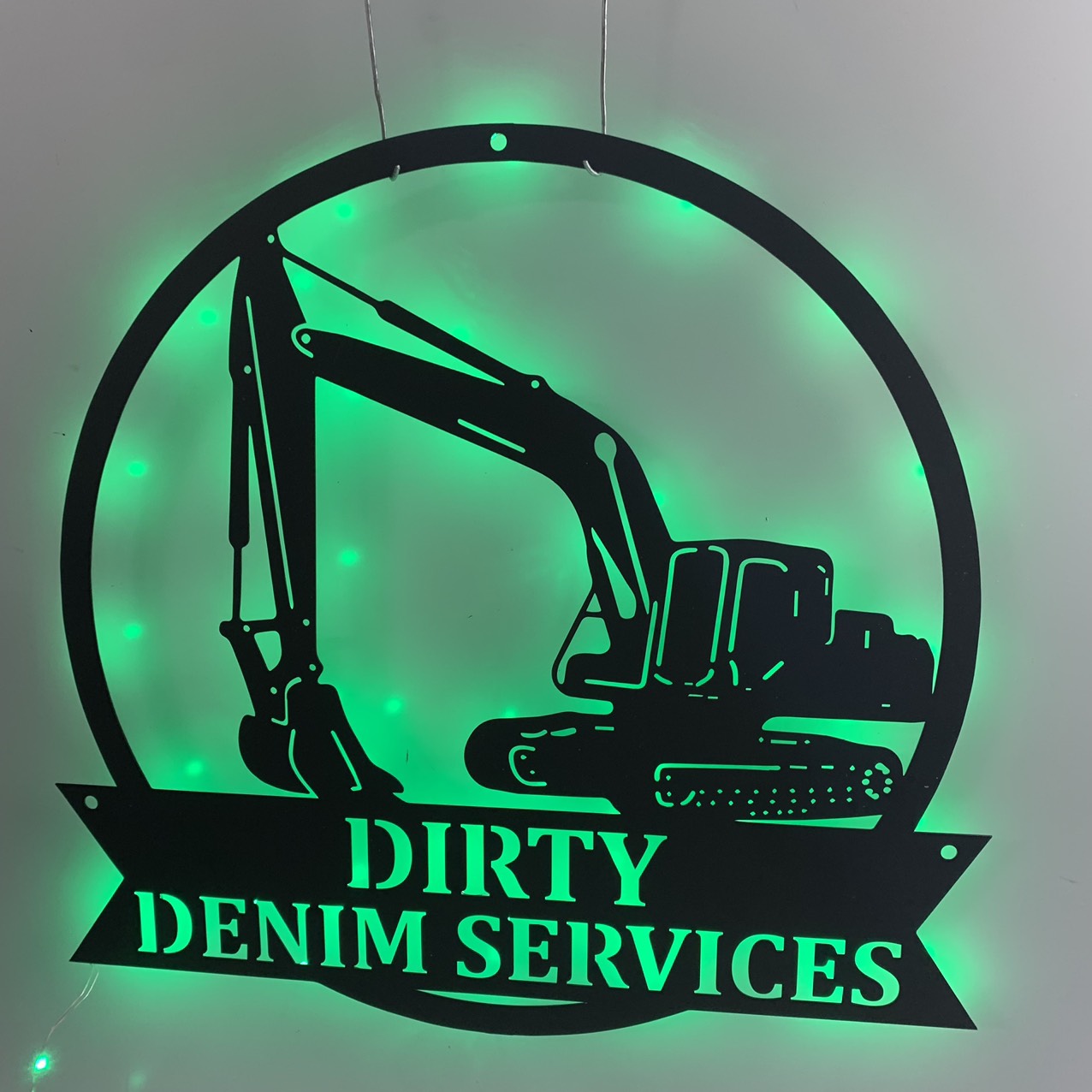 Custom Excavator Metal Wall Art With Led Light, Personalized Excavator Driver Metal Name Sign, Excavator Construction Truck Metal Wall Led Decor