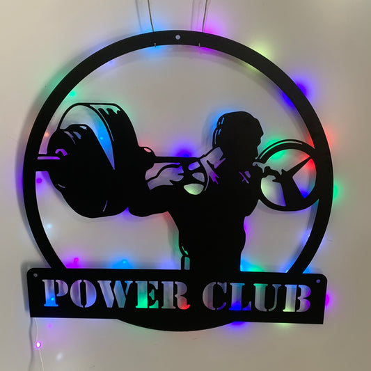 Custom Powerlifting Workout Metal Wall Art Led Light, Personalized Deadlift Barbell Metal Name Sign, Bodybuilding Gym Fitness Metal Wall Sign