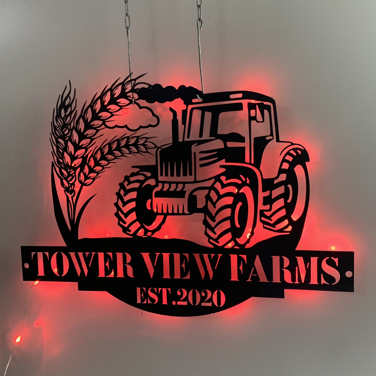 Custom Farm Tractor Metal Wall Art Led Lights, Personalized Tractor Driver Metal Name Sign, Truck Farmhouse Metal Wall Led Sign