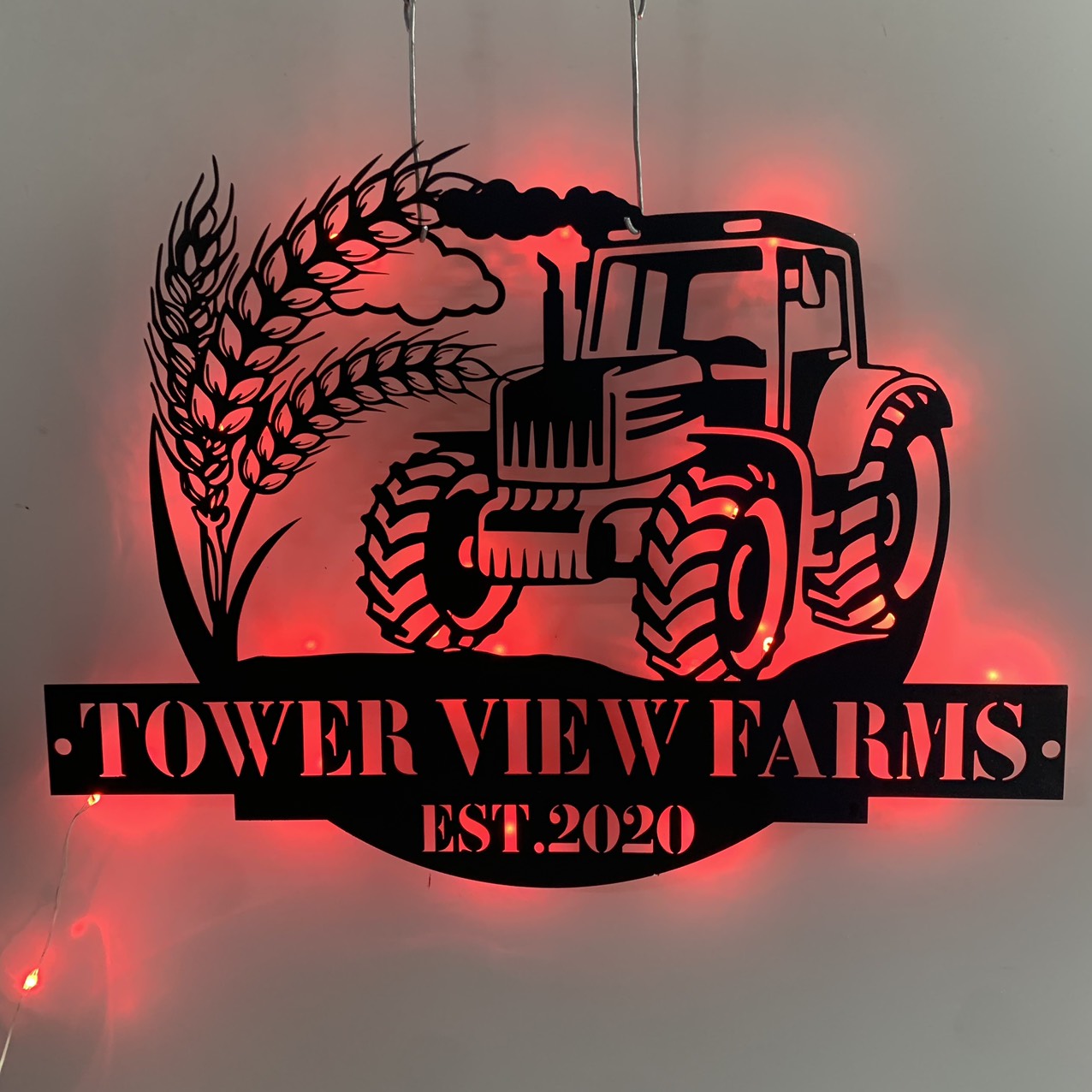 Custom Farm Tractor Metal Wall Art Led Lights, Personalized Tractor Driver Metal Name Sign, Truck Farmhouse Metal Wall Led Sign