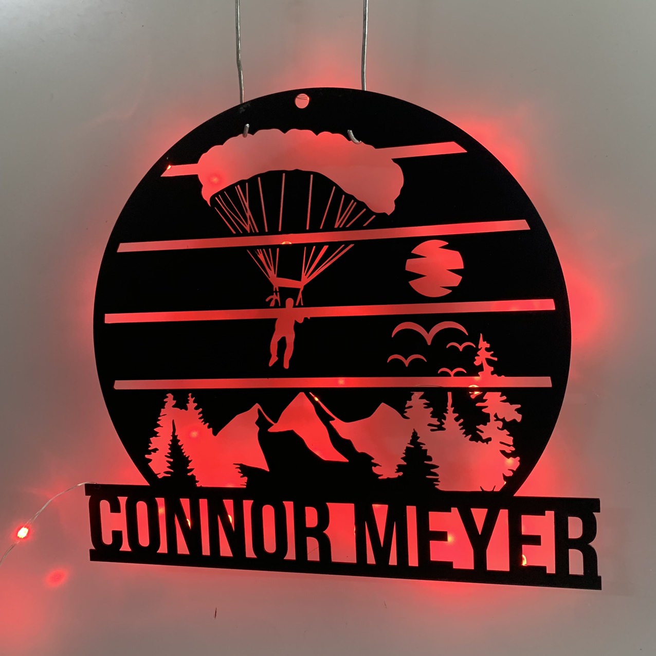 Parachuting Skydiving Metal Wall Art Led Lights, Custom Parachuting Skydiving Metal Name Sign, Skydiving Metal Wall Led Decor, Skydiving Neon Sign