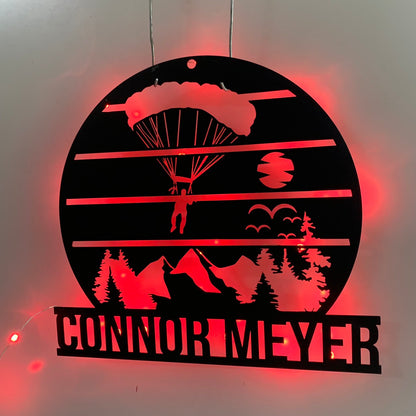 Parachuting Skydiving Metal Wall Art Led Lights, Custom Parachuting Skydiving Metal Name Sign, Skydiving Metal Wall Led Decor, Skydiving Neon Sign