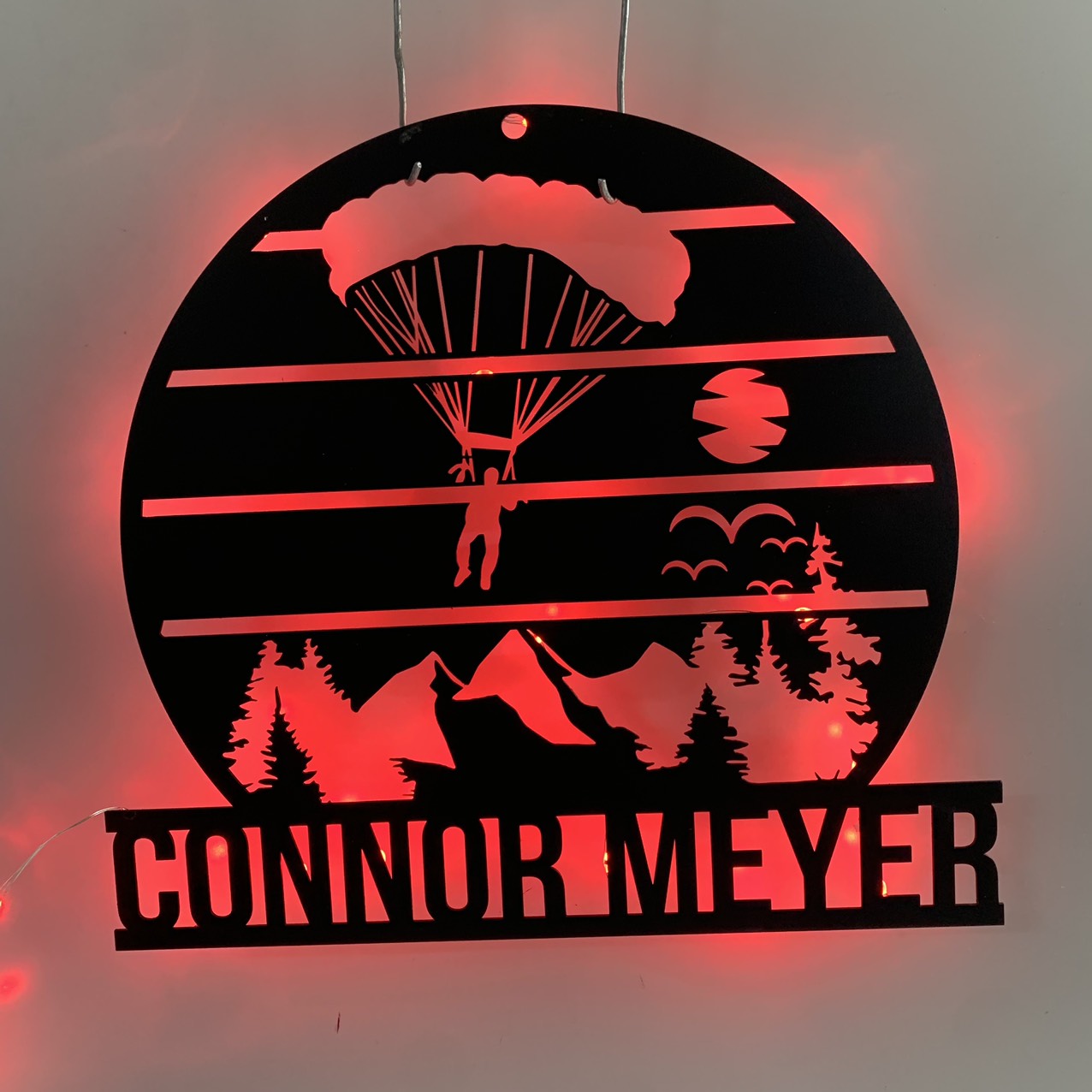 Parachuting Skydiving Metal Wall Art Led Lights, Custom Parachuting Skydiving Metal Name Sign, Skydiving Metal Wall Led Decor, Skydiving Neon Sign