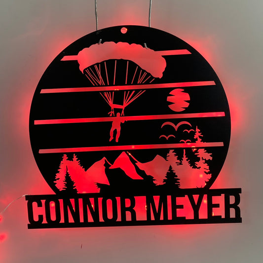 Parachuting Skydiving Metal Wall Art Led Lights, Custom Parachuting Skydiving Metal Name Sign, Skydiving Metal Wall Led Decor, Skydiving Neon Sign