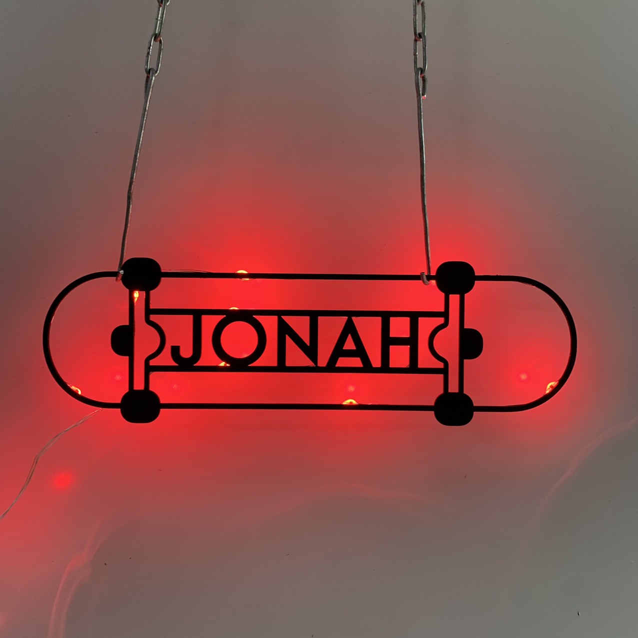 Custom Jumping Skateboard Metal Wall Art Led Lights, Skateboarding Metal Name Sign, Skateboard Sport Metal Room Decor, Skateboard Wall Art