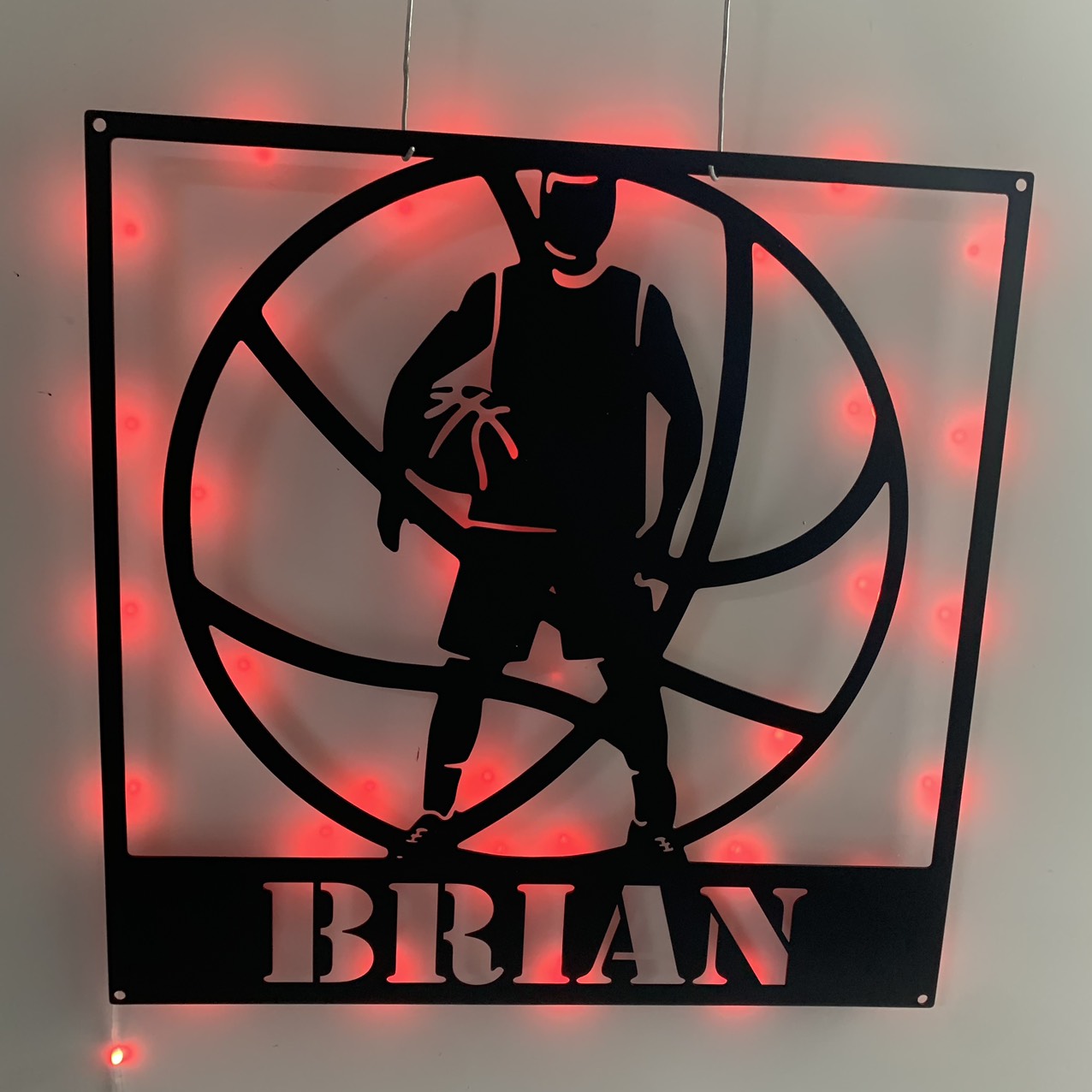 Personalized Basketball Player Metal Name Sign With Led Lights, Custom Man Basketball Metal Wall Art, Basketball Sport Metal Wall Led Decor