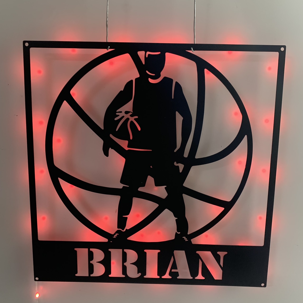 Personalized Basketball Player Metal Name Sign With Led Lights, Custom Man Basketball Metal Wall Art, Basketball Sport Metal Wall Led Decor