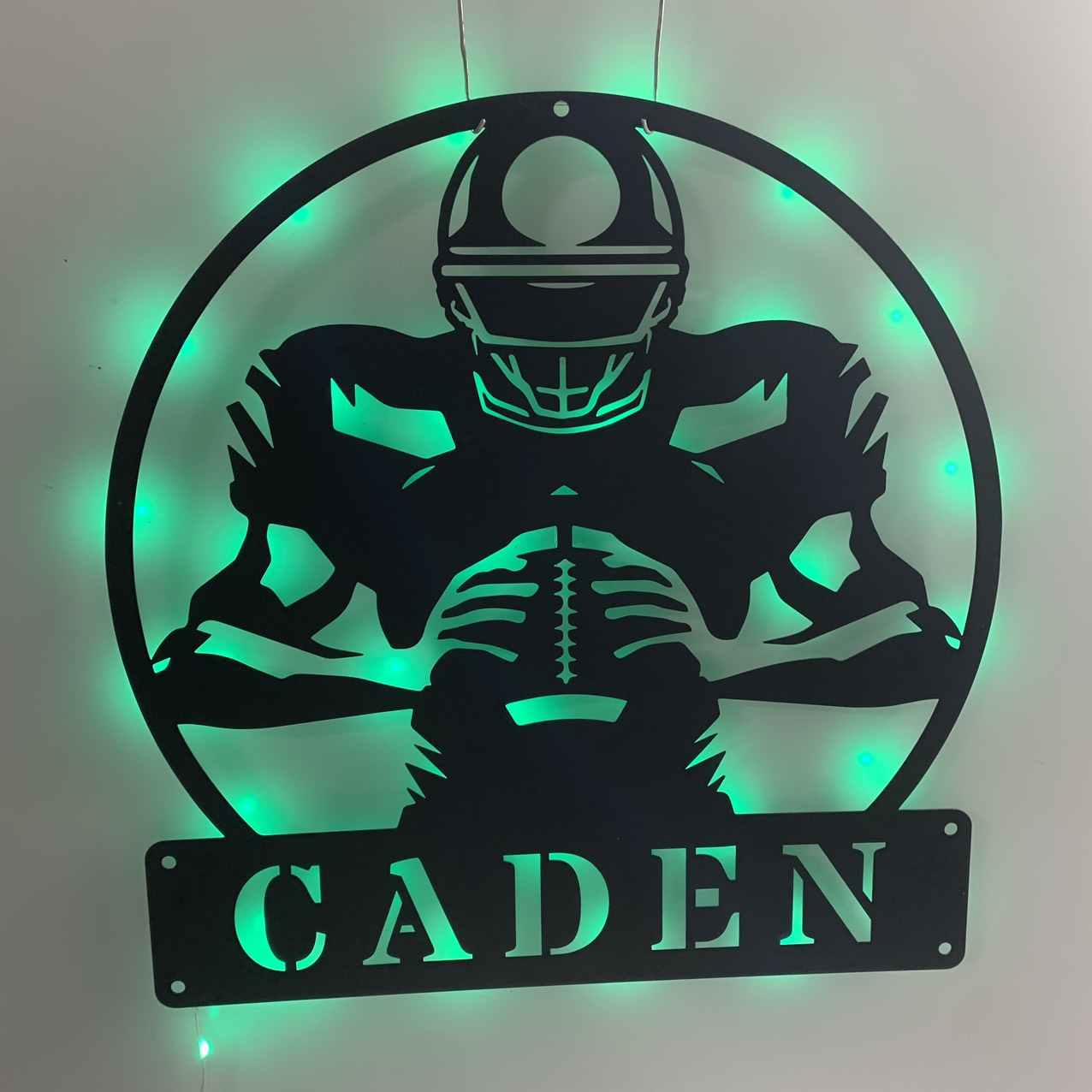 Personalized American Football Metal Name Sign With Led Light, Custom Us Football Player Metal Wall Art, American Football Sport Wall Led Decor