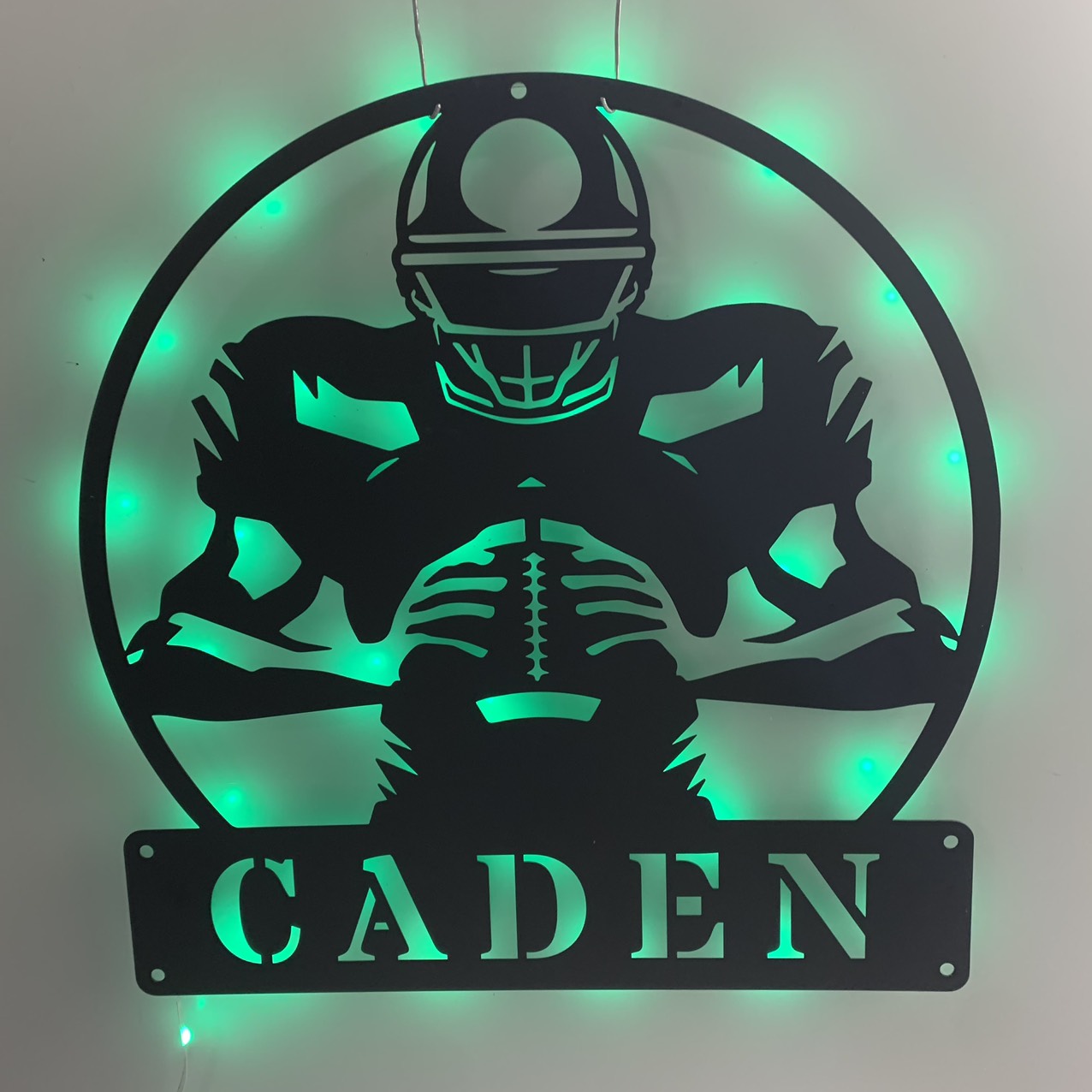 Personalized American Football Metal Name Sign With Led Light, Custom Us Football Player Metal Wall Art, American Football Sport Wall Led Decor