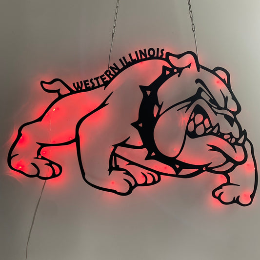 Custom English Bulldog Metal Wall Art Led Light, Personalized English Bulldog Metal Name Sign, Kids Room English Bulldog Metal Wall Decor