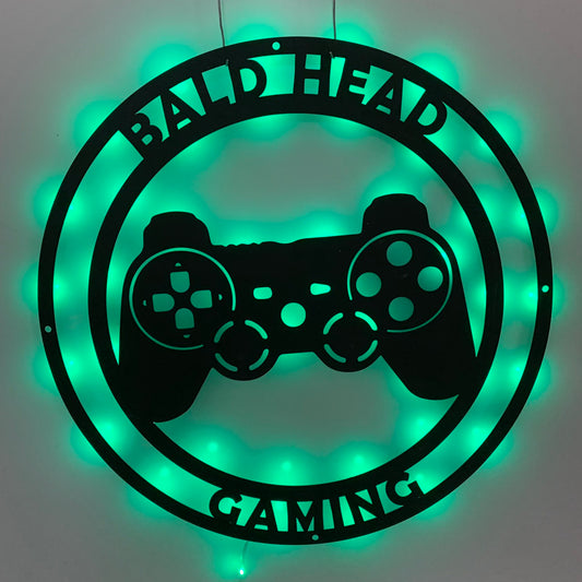 Custom Game Controller Metal Wall Art With Led Lights, Personalized Gamer Metal Name Sign, Game Zone Kids Nursery Metal Wall Decor