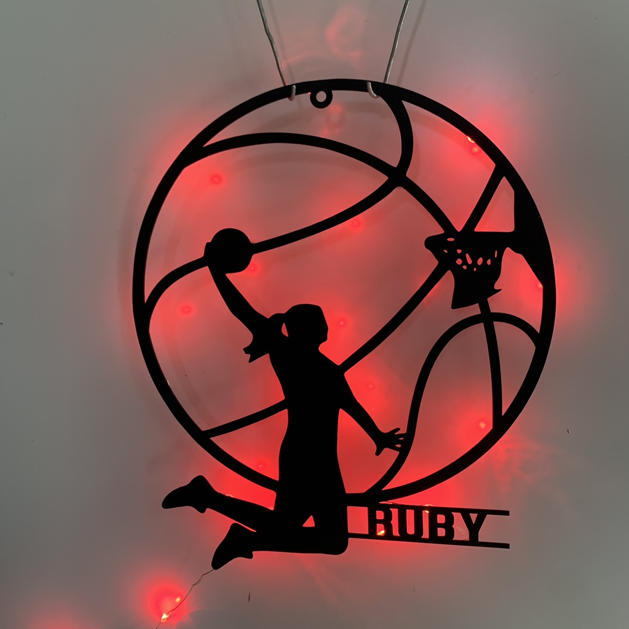 Custom Girl Basketball Metal Wall Art With Led Light, Personalized Basketball Player Metal Name Sign, Basketball Sport Metal Wall Led Decor