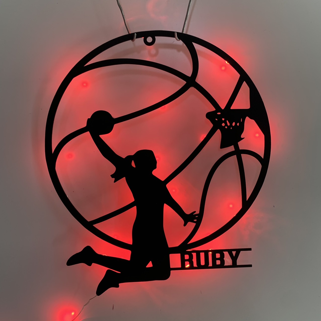 Custom Girl Basketball Metal Wall Art With Led Light, Personalized Basketball Player Metal Name Sign, Basketball Sport Metal Wall Led Decor