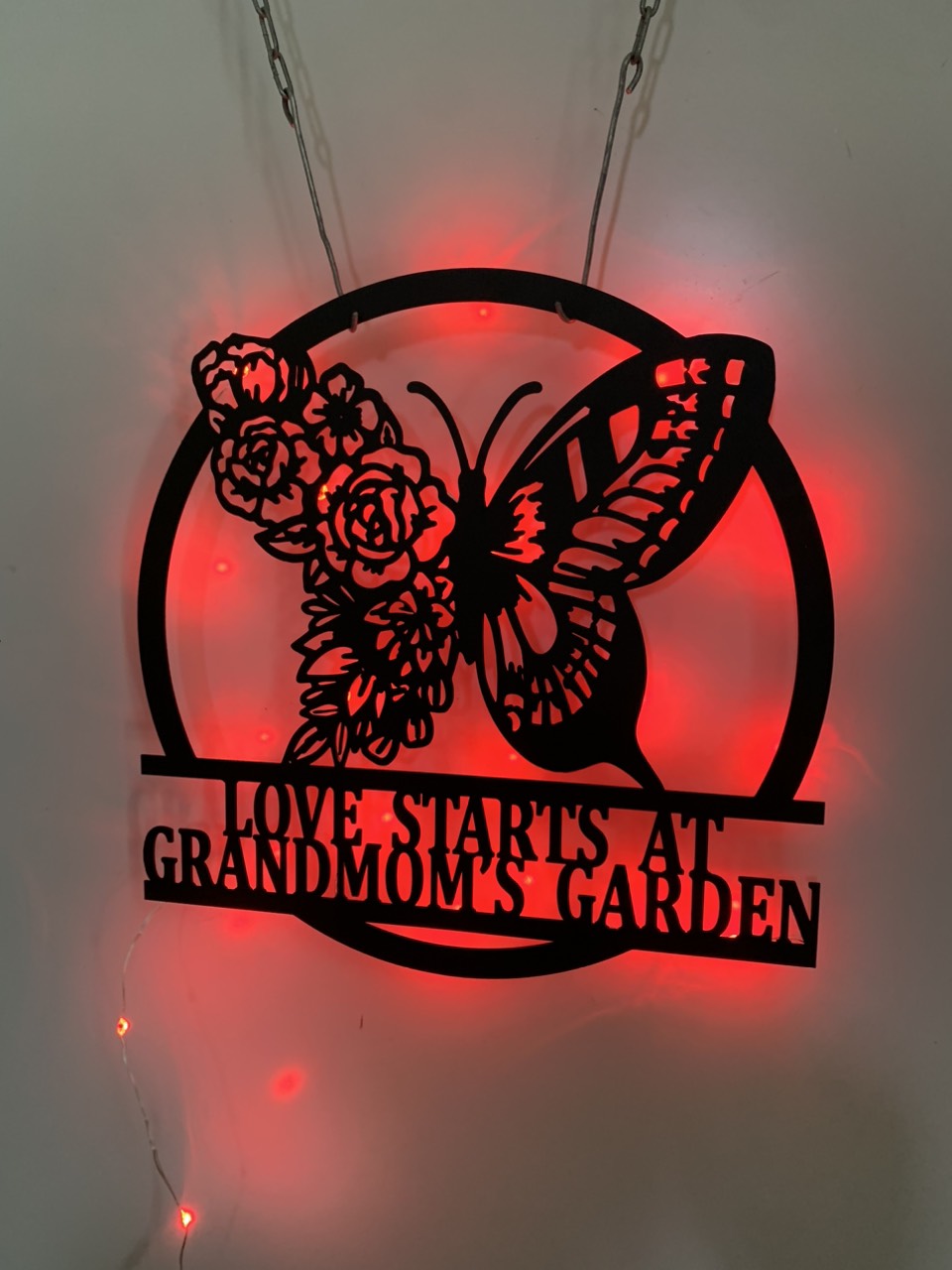 Personalized Floral Butterfly Metal Name Sign With Led Light, Custom Butterfly Monogram Metal Wall Art, Butterfly Lover Metal Garden Sign