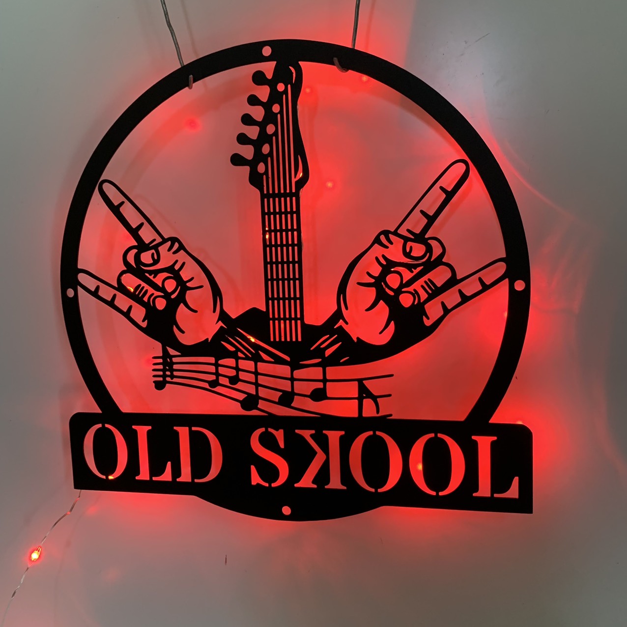 Custom Guitar Rock N Roll Metal Wall Art Led Light, Personalized Rock And Roll Metal Name Sign, Music Band Music Room Metal Wall Hanging Decor