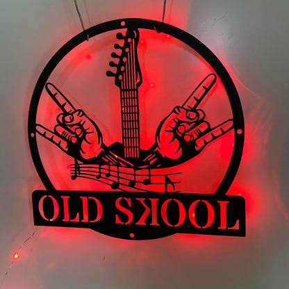 Custom Guitar Rock N Roll Metal Wall Art Led Light, Personalized Rock And Roll Metal Name Sign, Music Band Music Room Metal Wall Hanging Decor