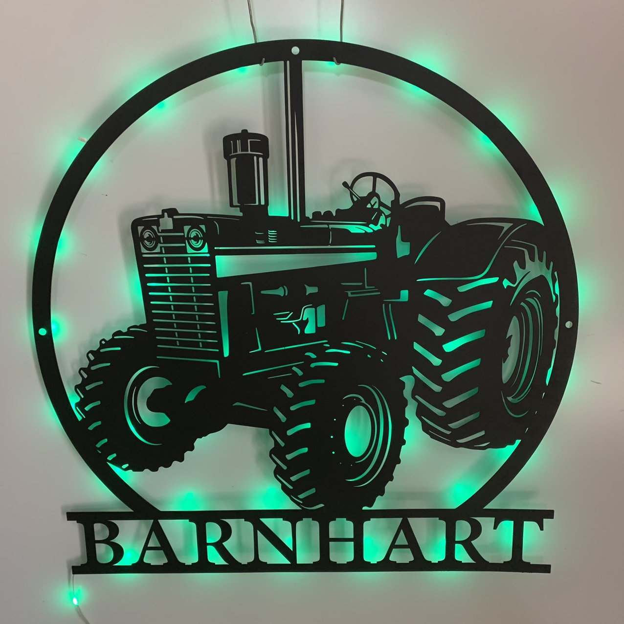 Custom Farm Tractor Metal Wall Art With Led Light, Personalized Tractor Driver Metal Name Sign, Truck Farmhouse Metal Wall Led Sign