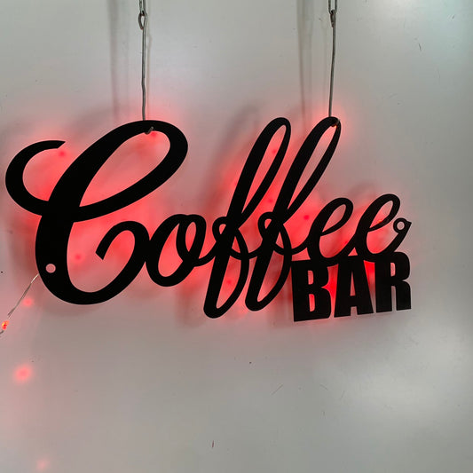 Personalized Coffee Bar Metal Sign With Led Light, Coffee Shop Metal Decor, Custom Coffee Metal Wall Sign, Coffee Time Metal Wall Art