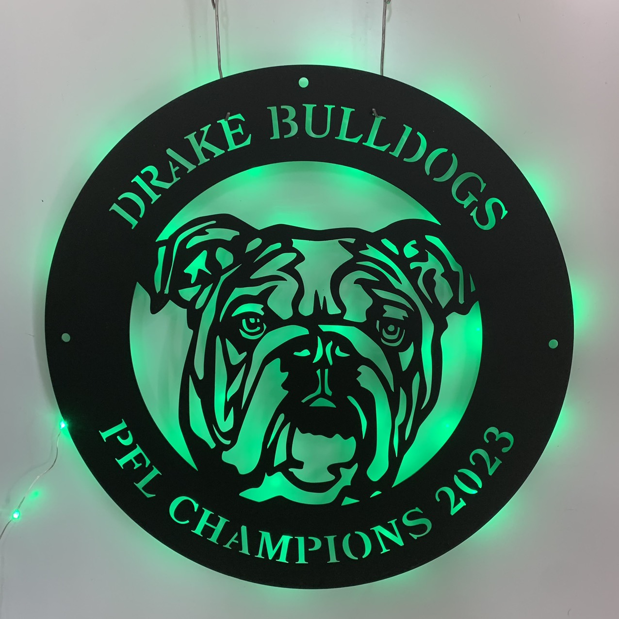 Custom English Bulldog Metal Sign With Led Light, Personalized Bulldog Metal Wall Art, English Bulldog Name Round Metal Signs