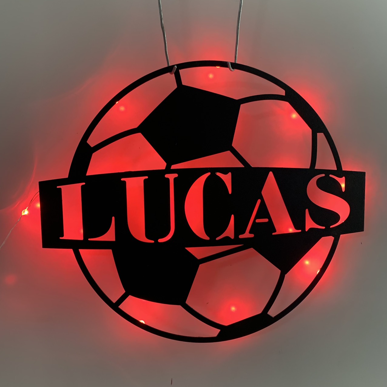 Personalized Soccer Ball Metal Wall Art With Led Lights, Custom Football Player Metal Name Sign, Soccer Team Football Club Metal Wall Sign Decor