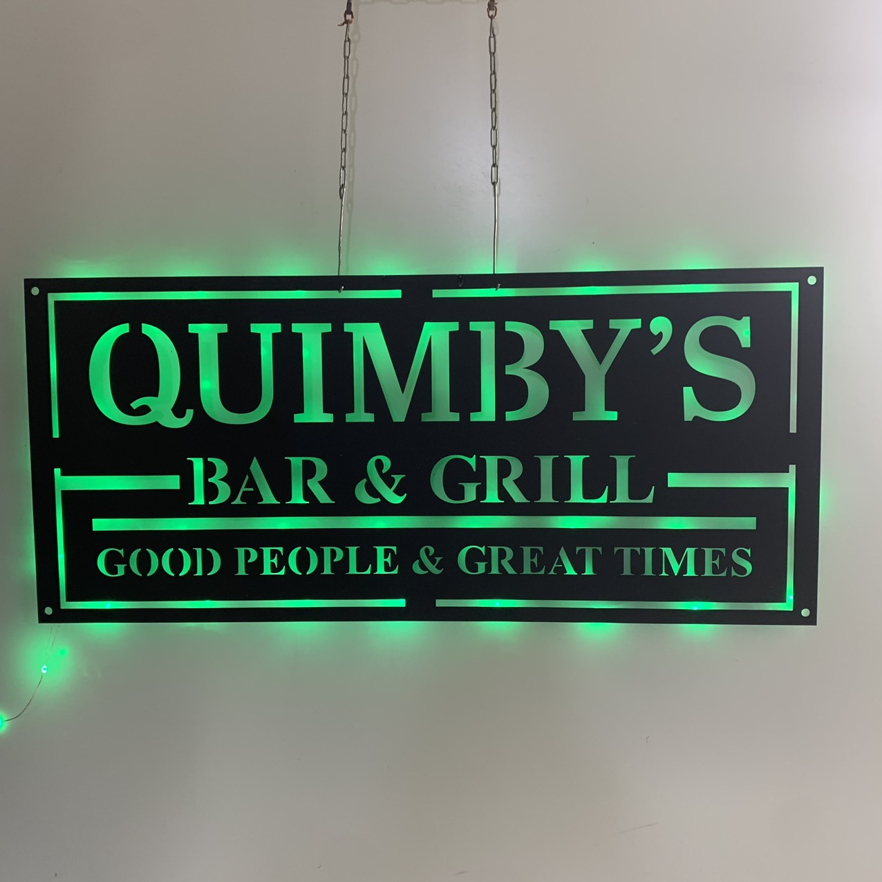 Personalized Bar & Grill Metal Wall Art With Led Lights, Custoom Patio Backyard Metal Name Sign, Backyard Bar And Grill Metal Sign