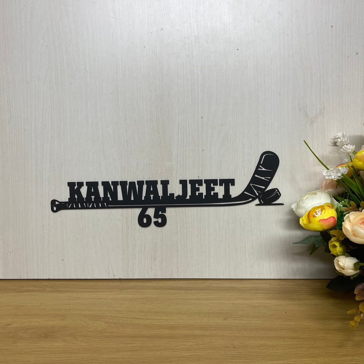 Custom Hockey Sticks Metal Wall Art, Personalized Ice Hockey Players Metal Name Sign, Hockey Lover Gift, Hockey Sports Metal Wall Sign Decor