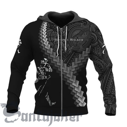 The Johnnie Walker Mandala Black & White 3D Hoodie, Johnnie Walker Pullover Hooded Sweatshirts, Black Johnnie Walker 3D Prints Unisex Hoodies